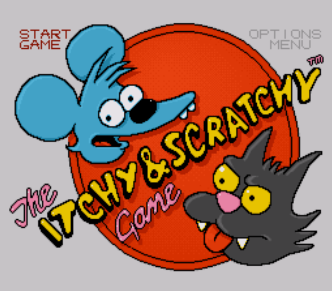 The Itchy and Scratchy Game Title Screen